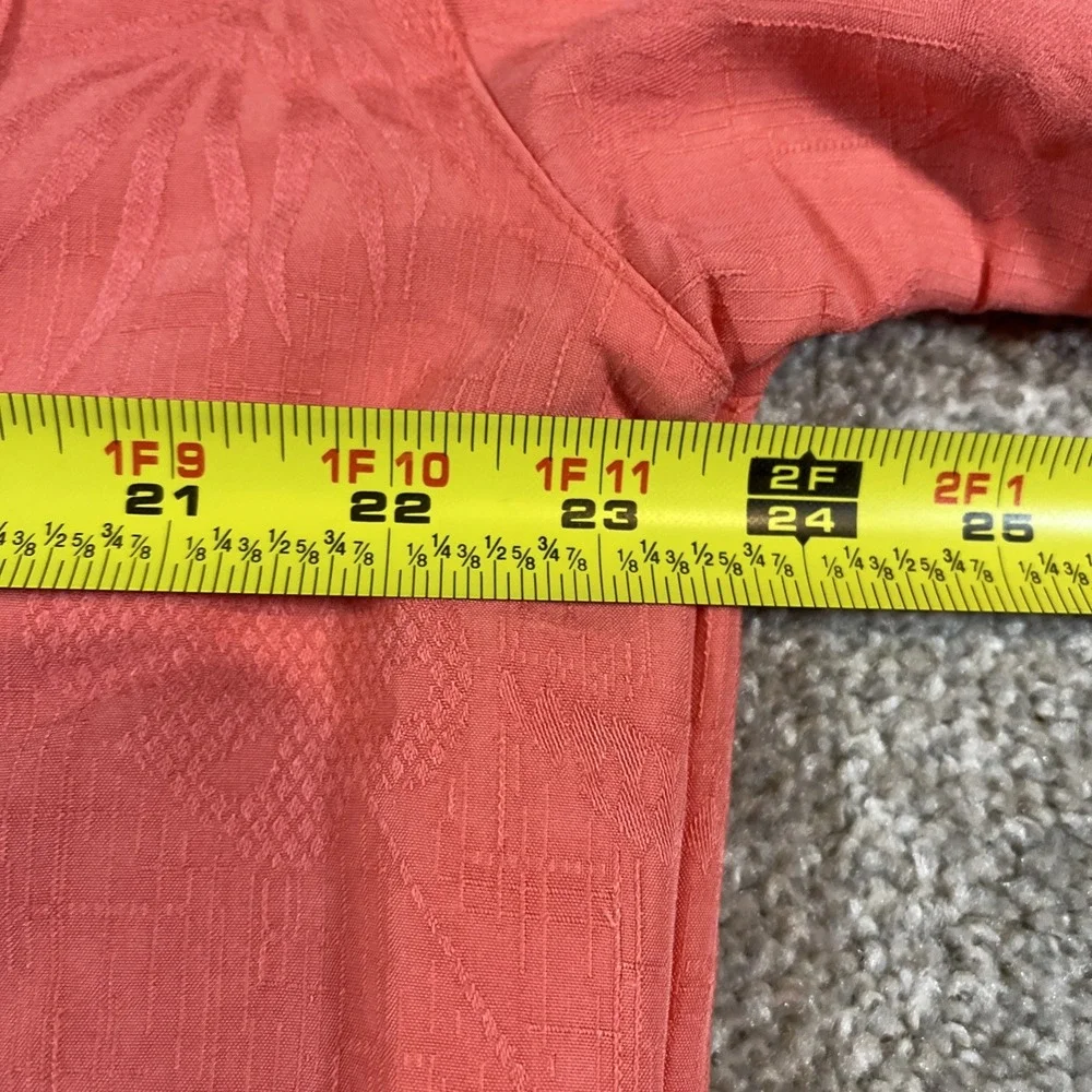 Joe Marlin Hawaiian Shirt XL Pink Palm Leaves‎ Design Coconut Buttons - Picture 8 of 8